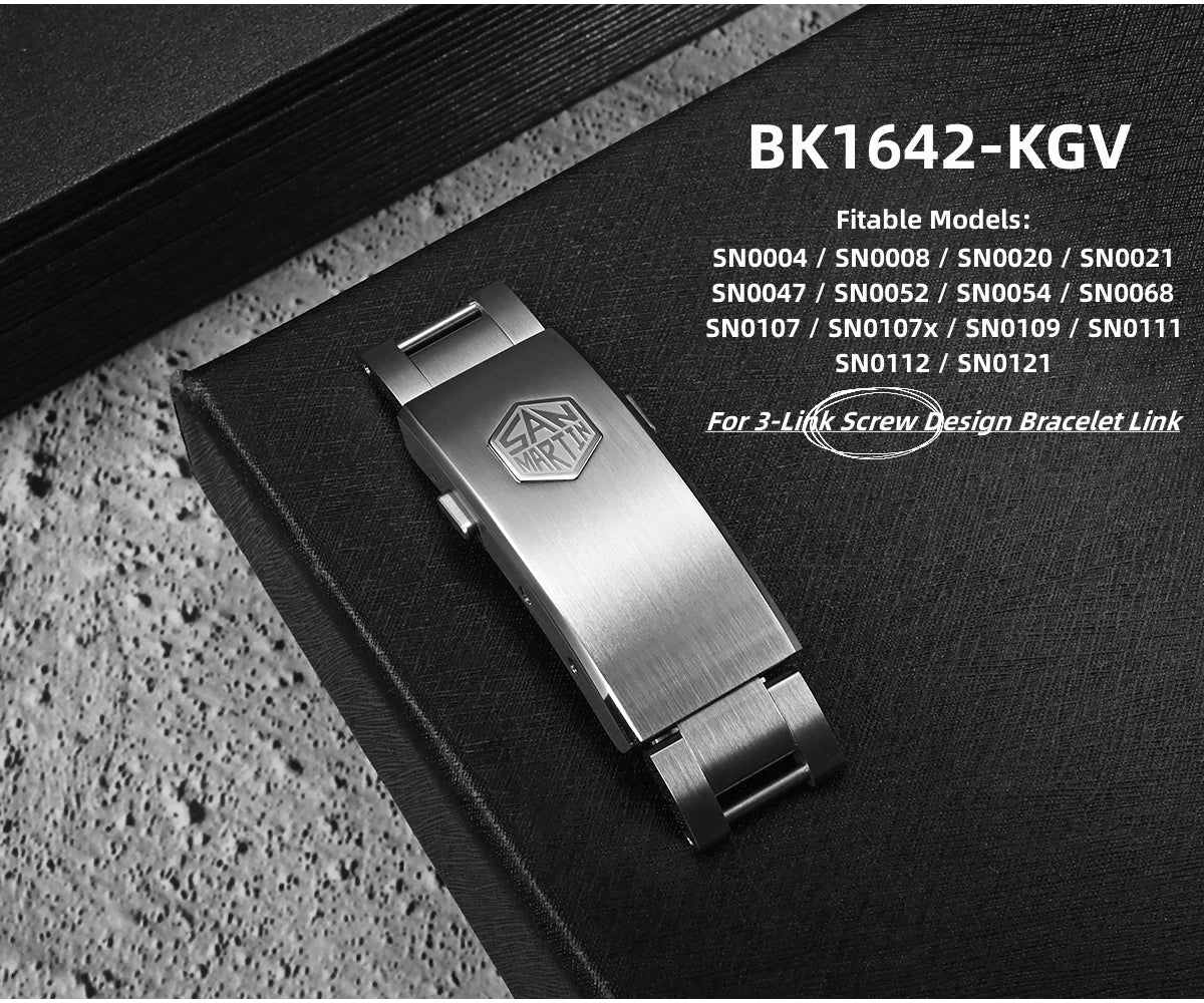 San Martin 316L Satinless Steel Fly Adjustable Watch Clasp For 16mm Bracelet Folding Stretch Durable Easy To Install 걸쇠