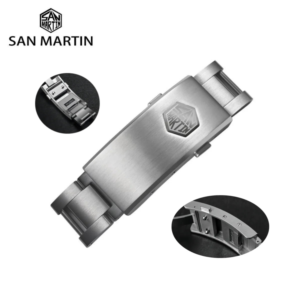San Martin 316L Satinless Steel Fly Adjustable Watch Clasp For 16mm Bracelet Folding Stretch Durable Easy To Install 걸쇠