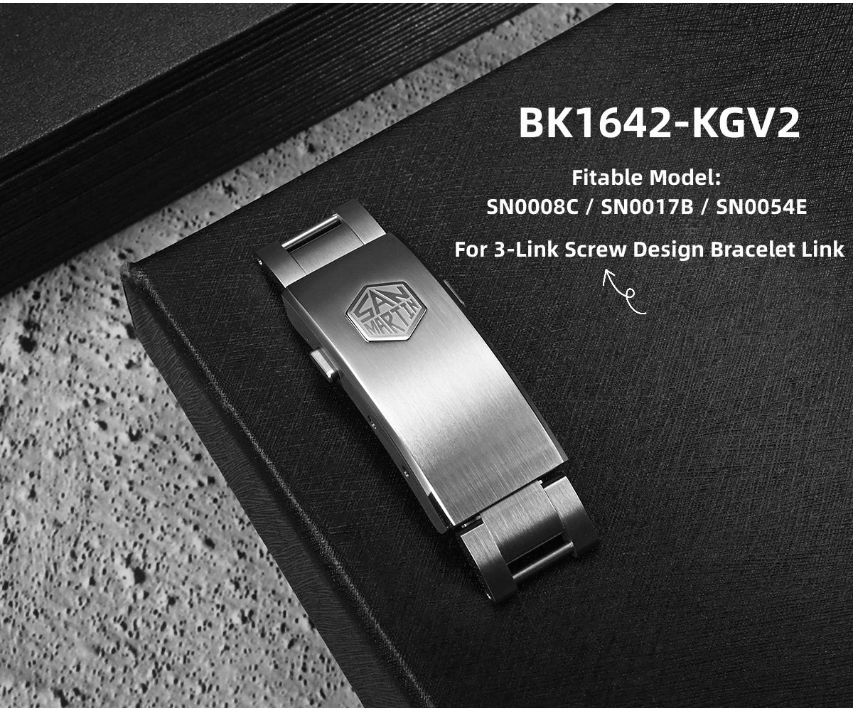 San Martin 316L Satinless Steel Fly Adjustable Watch Clasp For 16mm Bracelet Folding Stretch Durable Easy To Install 걸쇠